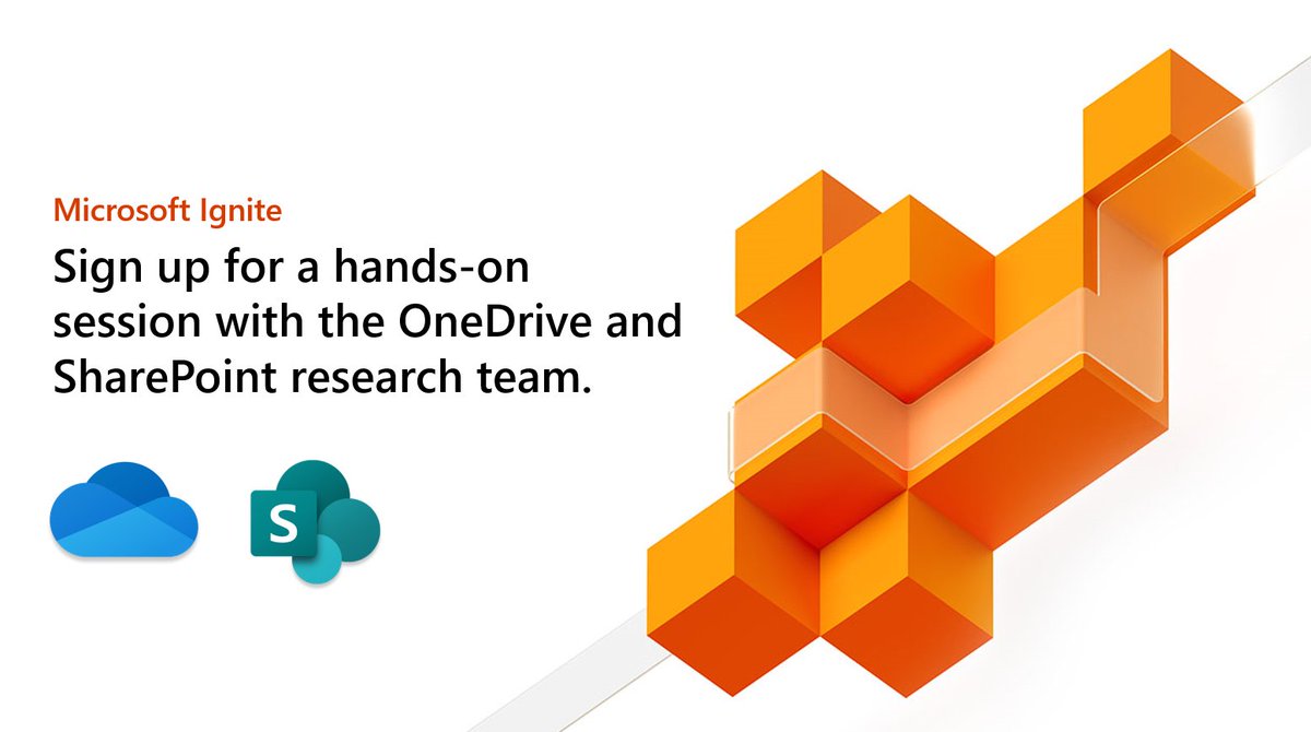 Interested in talking to Microsoft about #OneDrive and #SharePoint at #MSIgnite? Sign up for a hands-on session with the OneDrive and SharePoint research team: msft.social/HwT59e #BeHeard
