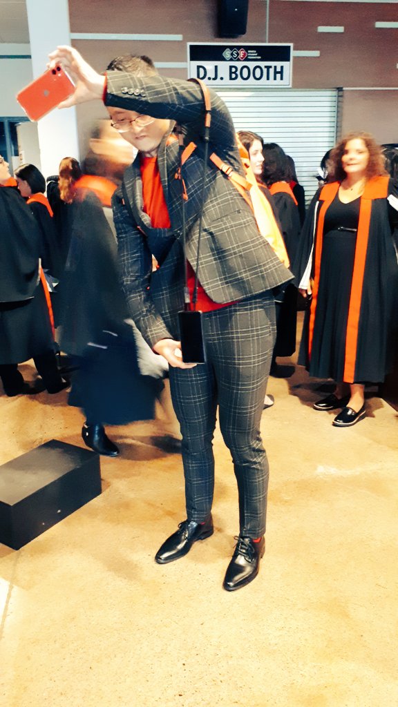 journoamar's tweet photo. Can you hear those beats?

The social media wiz for @SenecaCollege - and DJ or magician?! - in action during #SenecaGrad2019. 

Hope you enjoyed the show graduates! 

#wegoaboveandbeyond
#dropitlikeitshot https://t.co/zqfEQvYVfE