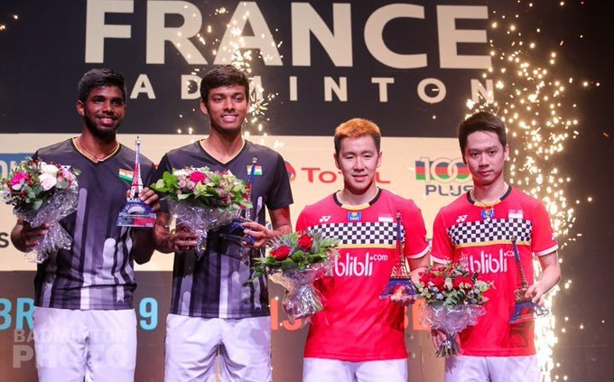 ImageSatwik and Chirag on the podium at French Open Super 750