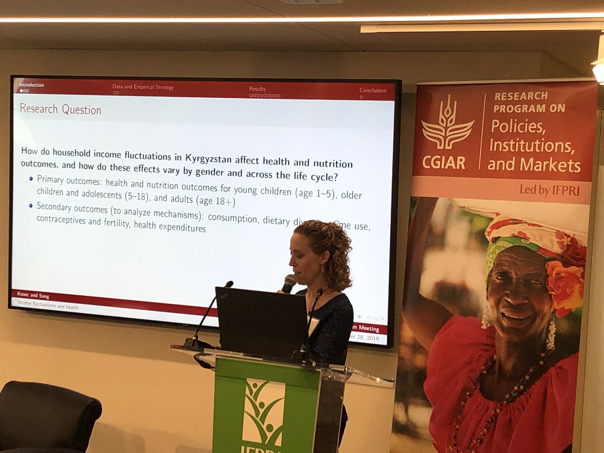 Katrina Kosec <a href="/kkosec/">Katrina Kosec</a> @ifpri explains the effects of income fluctuations on #rural #health and #nutrition - example of #Kyrgyzstan. #PIM2019ETM @cgiar