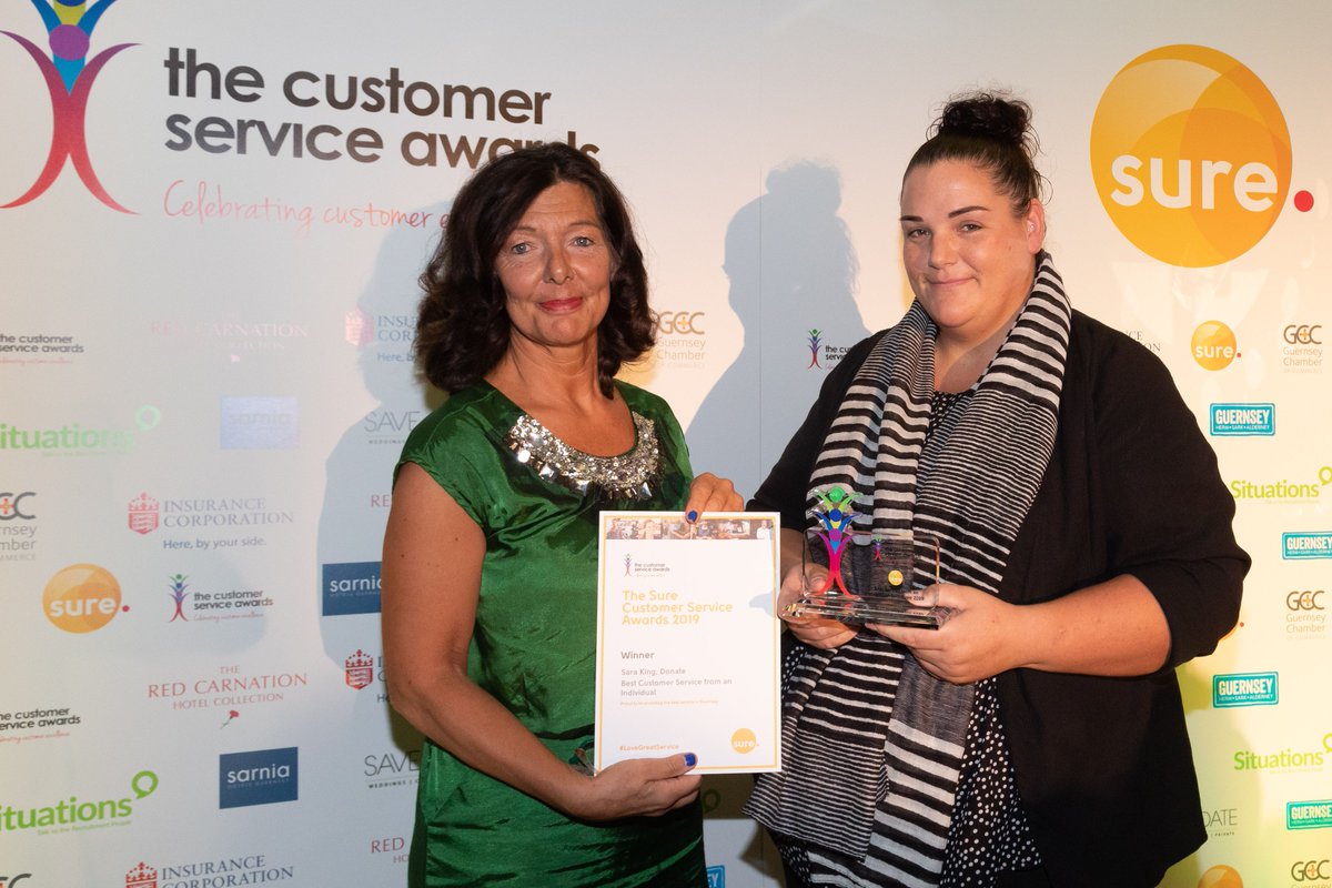 Congratulations to the winners of Best Customer Service from an Individual in the Customer Service Awards -  Will Highfield from Jersey Zoo and Guernsey's Sara King from The Donate Charity shop. Amazing people achieving amazing things - and delivering brilliant service as well!