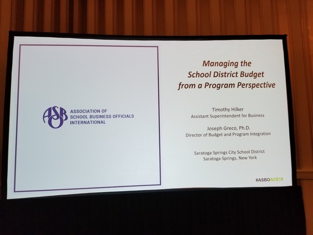TogaFinance's tweet photo. Just finished presenting to @ASBOIntl attendees at the #ASBOACE19 conference.  Great crowd for the last session.  Glad we could share the work that @sscsdschools is doing in the area of Budgeting from a Program Perspective. @dmgroupK12 @ASBONewYork https://t.co/ZOBvhrybdJ