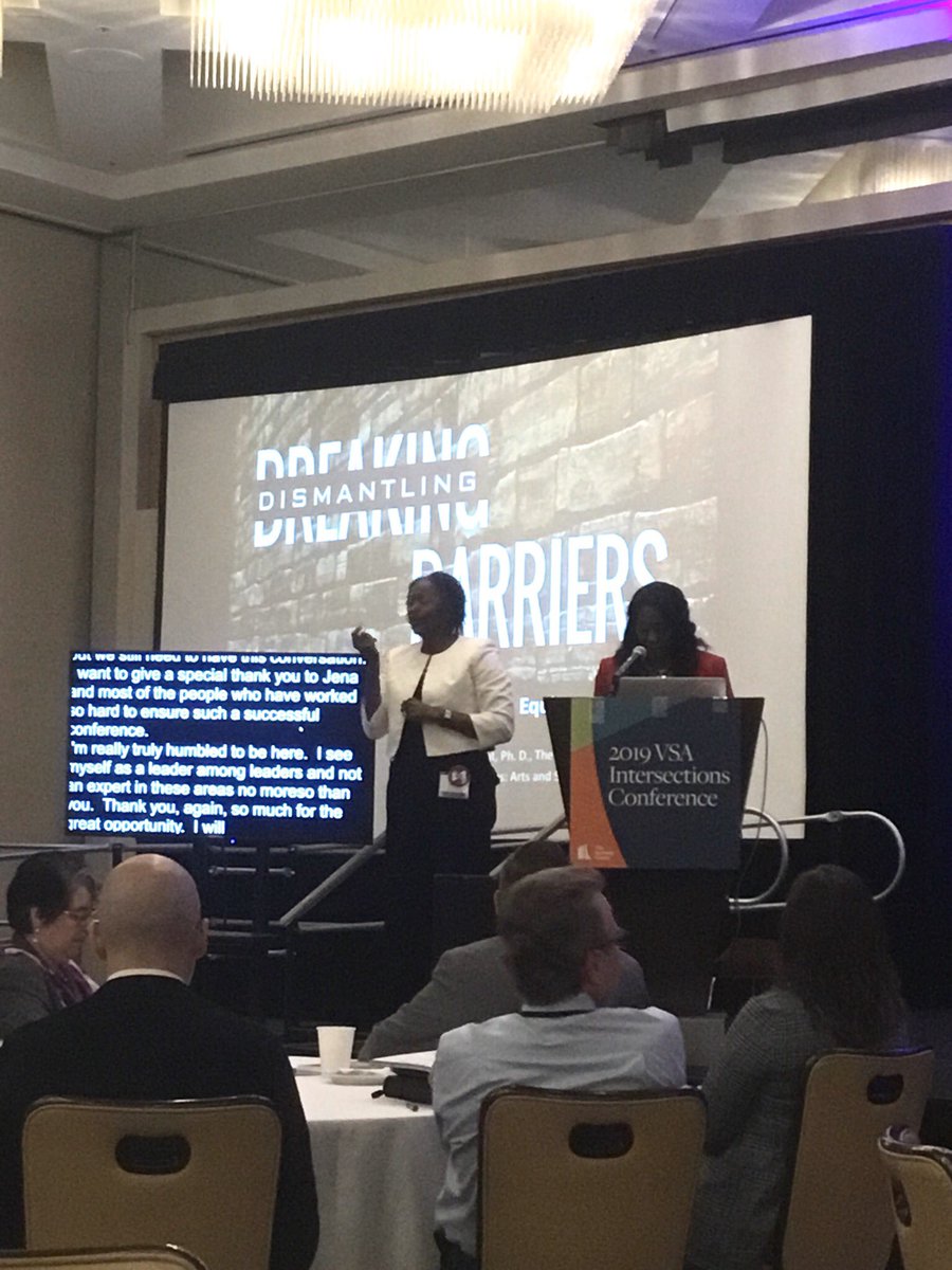 artshorizons1's tweet photo. “Wether we achieve inclusion depends upon whether we understand why exclusion exists and what we do to mitigate it. “ Dr. Wanda keynote speech on dismantling barriers: creating spaces that foster diversity, equity and inclusion. #vsaintersections #silentobstacles https://t.co/m67iHKLEbn