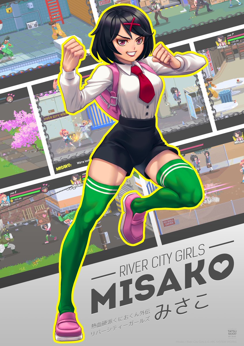My take on Misako from #RiverCityGirls by <a href="/WayForward/">WayForward</a>. Wasn't going to detail her leg muscles at first, but no regret! 😀

I'm gonna open up commissions soon. Stay tuned!