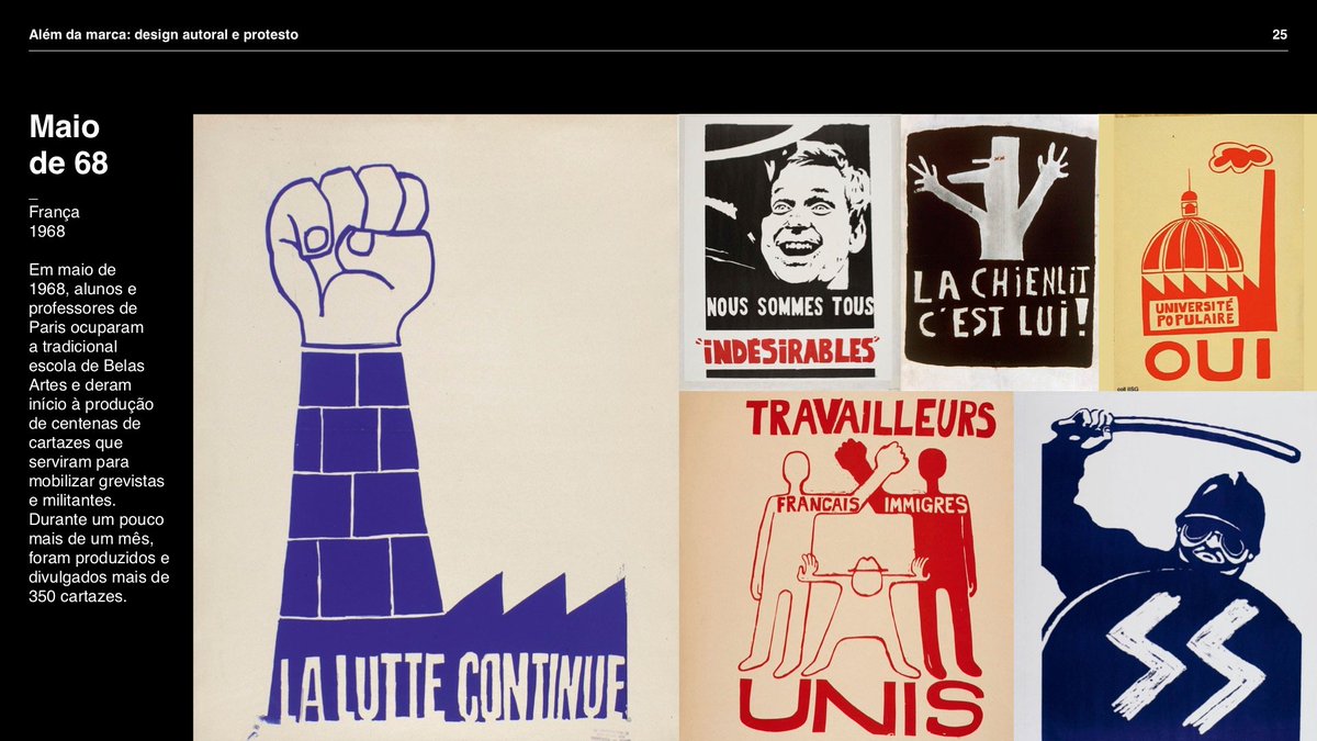 Maio de 68 (França, 1968)Em maio de 1968, alunos e professores de Paris ocuparama tradicional escola de Belas Artes e deram início à produção de centenas de cartazes que serviram para mobilizar grevistas e militantes.+  https://glo.bo/2JuYSSJ 