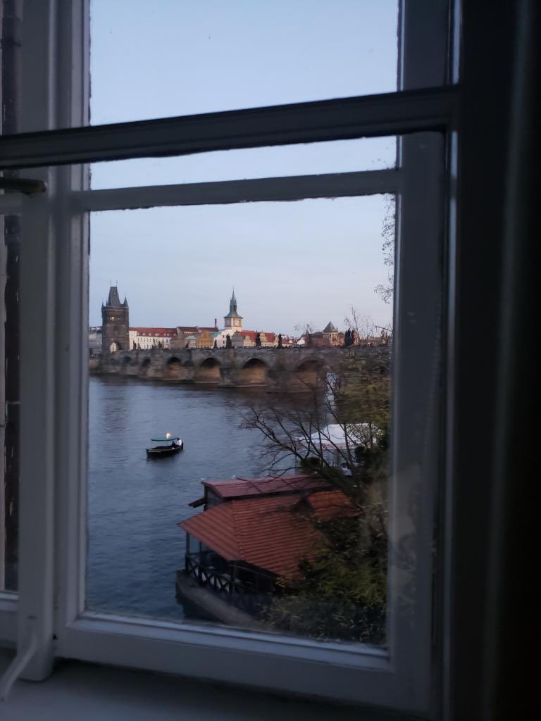 A nice view in Prague from my window as I write #Stormlight 4 today. I did visit the Wheel of Time set last Friday, and will have pictures for you once they are approved by the production. For now, trying to move the progress bar a bit before my flight to France on Wednesday.
