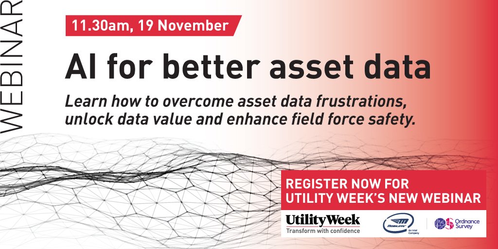 UtilityWeek's tweet image. Overcome data frustrations, enhance field force safety and unlock data value with Utility Week&apos;s webinar: Using AI for better asset data. 

Register free here: bit.ly/31iWgNQ

#AIforutilities #technology #UKutilities #assetdata