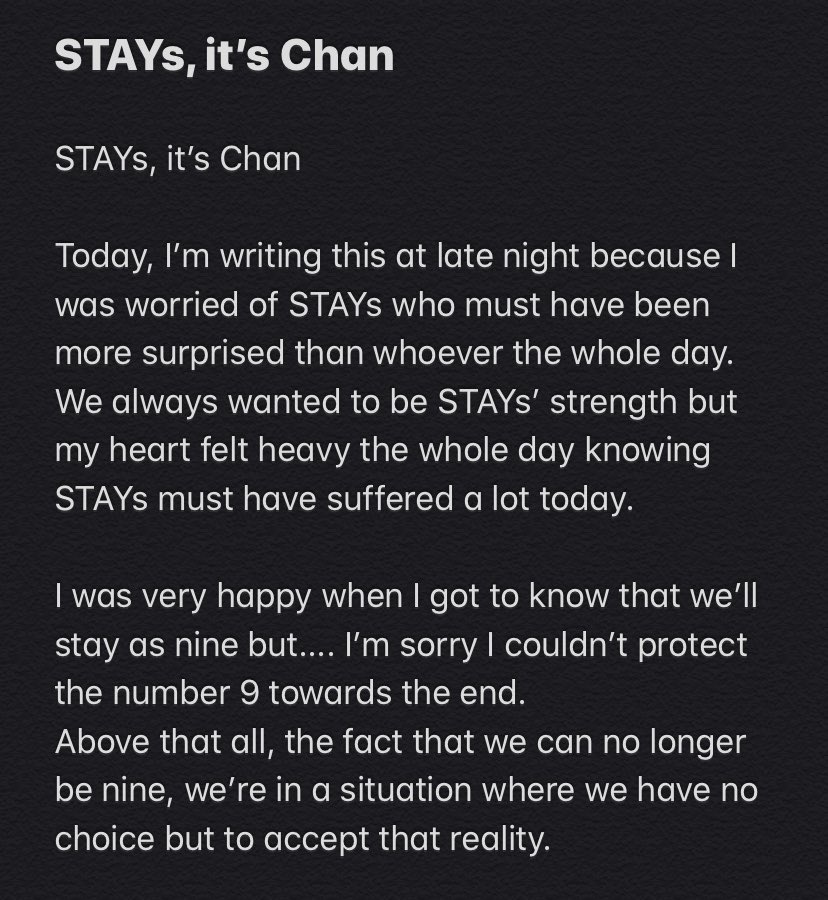 Stray Kids Global Translation Of Straykids Leader Bang Chan S Post On Vlive Fanship T N Sorry We Won T Be Able To Share The Original Post Due To Regulations Stray Kids 스트레이키즈