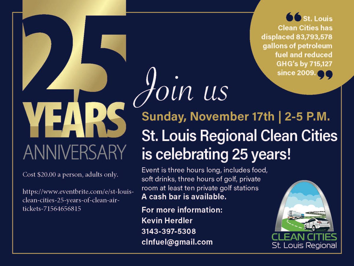 CleanFuelSTL's tweet image. Celebrating 25 years, join us for fun, food, and golf  eventbrite.com/e/st-louis-cle…