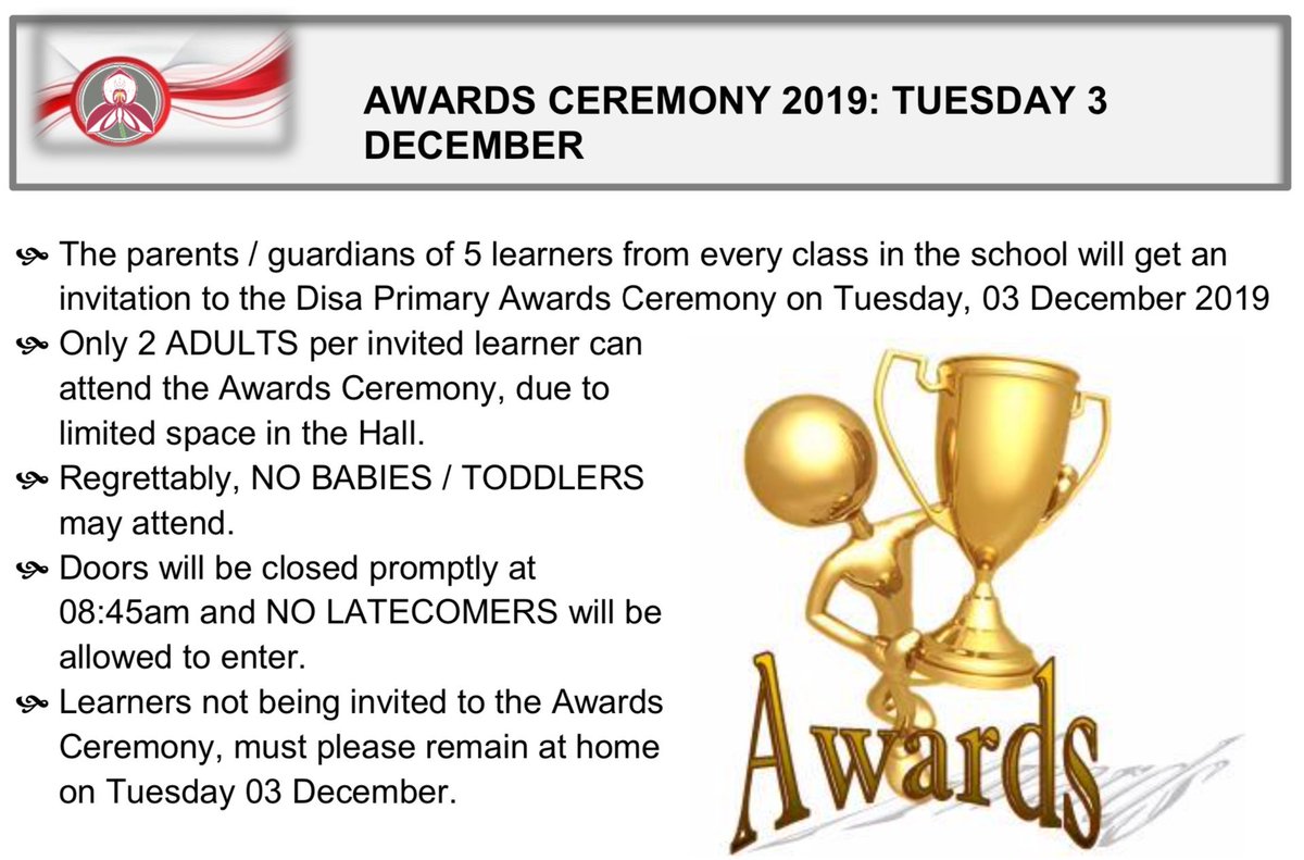 DisaPrimary's tweet photo. Read Disa Primary School Newsletter 5 of Term 4 - 2019 here --> https://t.co/QtvWlo3Mns https://t.co/DojeEIxWCO