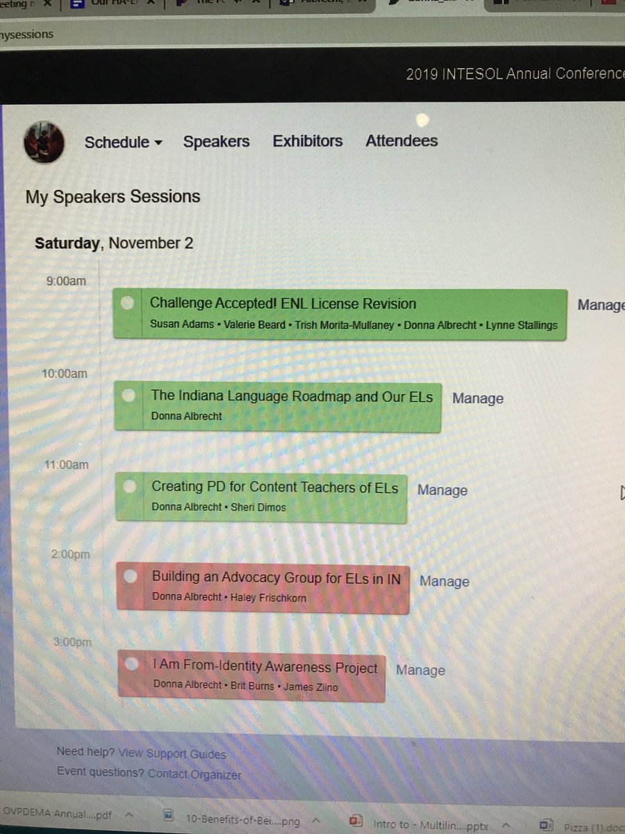 EquityEduc's tweet photo. This is my conference presentation schedule for INTESOL on Saturday. What was I thinking? #intesol #iusoutheast #indianalanguageroadmap https://t.co/9IZEDGDYQp