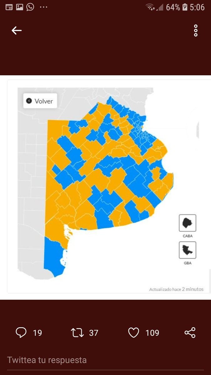 AlinaNellen's tweet image. Felicitaciones a todas la ciudades que quedamos con JXC
Somos muchos en la provincia de buenos Aires. Así quedó el mapa vamos sigamos luchando,ni darse por vencidos #Sipudimos,🇦🇷🙏💪💪💪