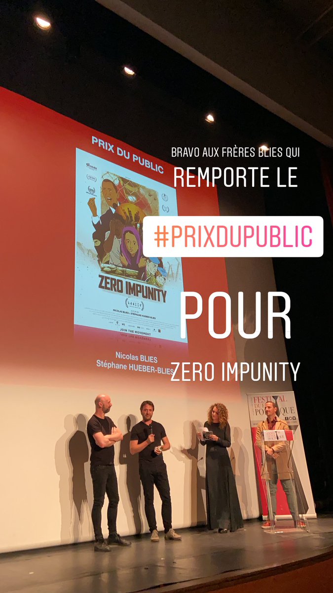 Le #prixdupublic a été remis par <a href="/AngeBasterga/">Ange Basterga</a> aux #freresblies pour leur film #ZeroImpunity #bravo