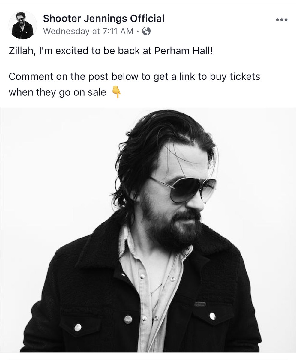 Perham_Hall's tweet photo. Tickets are moving fast.  Zillah loves us some @ShooterJennings. https://t.co/YtfizpJRXu