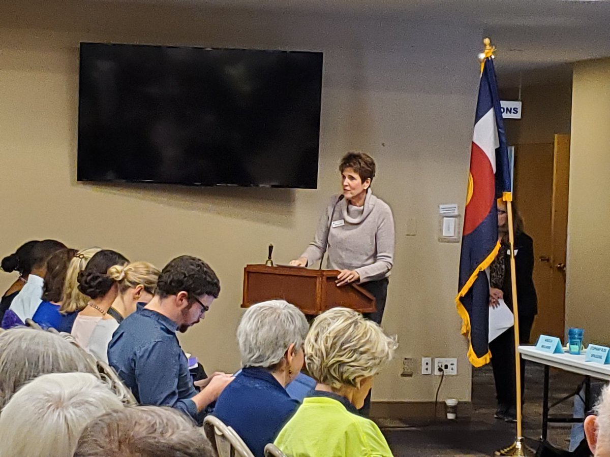 Justa_Jus's tweet photo. Second stop: Denver Democrats US Senate Forum (2 of 4). Everyone on stage is being really funny today. Lot's of good jokes from our candidates. Also, look who showed up this time! #copolitics #cpolitics #denver https://t.co/oDb3Q0EfuV