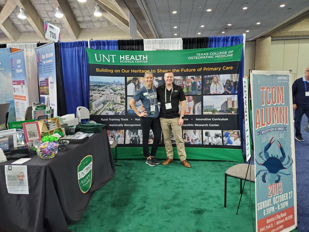 UNTHSCAlumni's tweet photo. It’s been a great first day at #OMED2019 ! Have you come by booth 928? Word on the street: we have some of the best SWAG. Tomorrow’s will be even better. #tcomalumni #gsbsalumni #UNTHSCalumni #baltimore #omed #osteopathicmedicine https://t.co/RC62B5hbm2