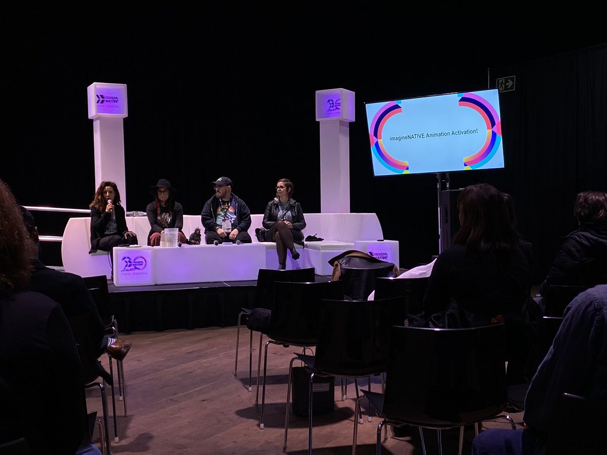 Time to focus on #Animation <a href="/imagineNATIVE/">imagineNATIVE</a> listening to artists including Amanda Strong, Spotted Fawn Productions based in Vancouver.