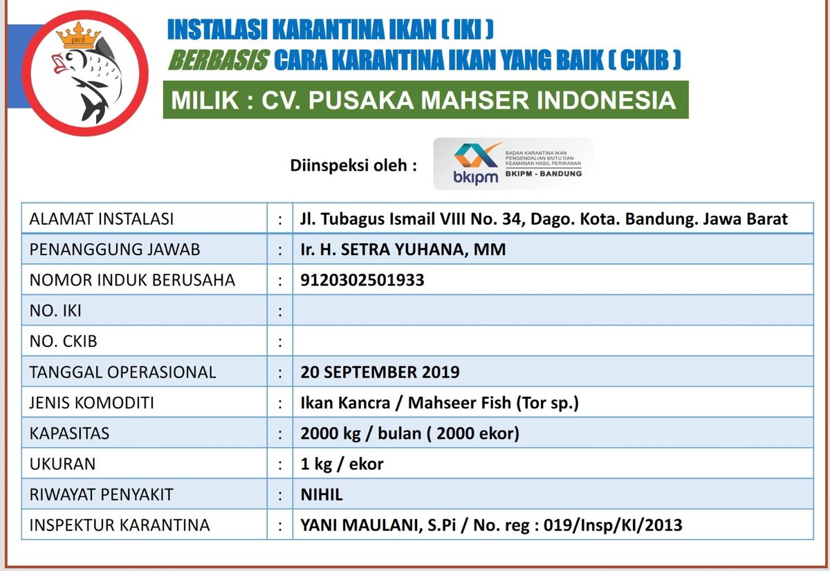 bppmhkpbandung's tweet photo. Dukungan @kkpgoid melalui BKIPM Bandung untuk rencana ekspor Java Salmon (mahseer fish)/Kelah agar pembudidaya semakin bergairah. 
CV. Pusaka Mahser Indonesia mulai membuka pasar Singapore.
@Edhy_Prabowo @rinajanwar2201 @HumasBKIPM https://t.co/iyYeKCfflL