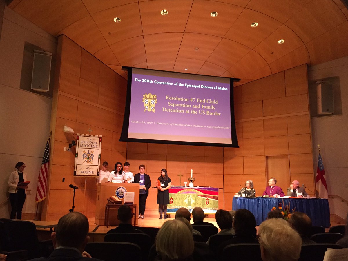 Could not be more proud to be a member of the Diocese of Maine than this moment as our youth lead us through a resolution to keep families together as they seek asylum. #episcopalmaine200