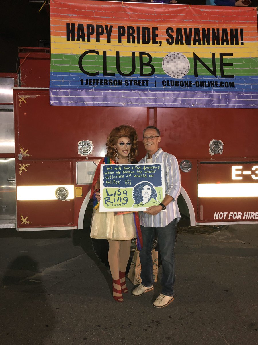 LisaRingGA01's tweet photo. Incredible energy at last night's #Pride Parade! Thank you to our friends who came out and marched with us and thank you to @PrideinSavannah for organizing such a beautifully positive event. Well done, Savannah! https://t.co/Q4U327Gtcg