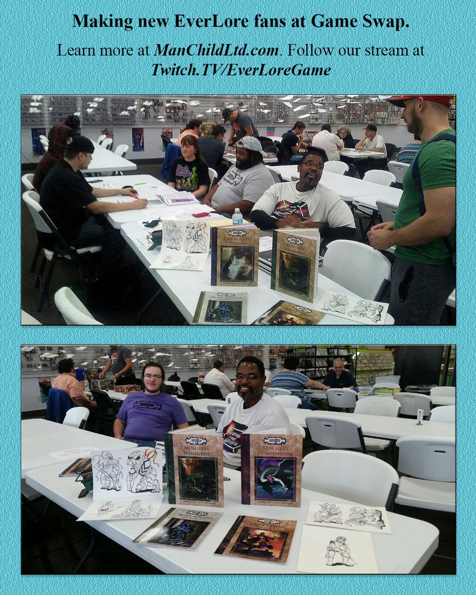 manchildltd's tweet photo. ManChild, Ltd. had a great time at Game Swap the other day. We introduced the game EverLore and made some new fans. Follow us on Twitch @EverLoreGame https://t.co/3F8gZQi8lz