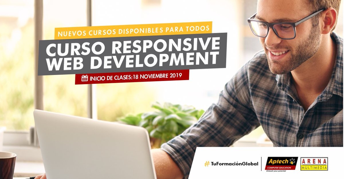 Desarrolla las mejores técnicas para elaborar una página web con diseños INCREÍBLES Y ÚNICOS que sean adaptables a todos los dispositivos.
Curso Responsive Web Development (Diseñador Web / Programador Web)
Lunes a viernes, 3 horas diarias de 5:00 p.m. a 8:00 p.m