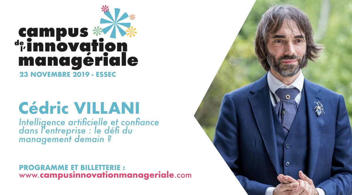 Une conférence EXCEPTIONNELLE avec <a href="/VillaniCedric/">Cédric Villani</a> qui apportera son éclairage sur les défis soulevés par l'#IA pour le management de demain - dans les stratégies d'entreprise comme dans les pratiques de #management.

Programme et billetterie : lnkd.in/e4qBCeb