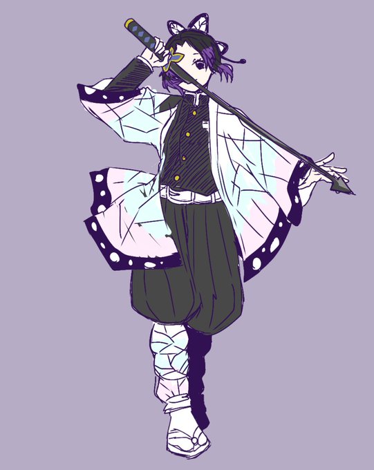 奏(ﾟДﾟ)さんがTwitterに投稿した胡蝶しのぶ(鬼滅の刃)のイラスト。