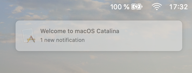 ReneRebeTM's tweet photo. how polished is #macOS #Catalina in 2019? Not even the stupidly annoying "welcome" notifications have a dedicated application icon, show with the generic default placeholder, ..! :-/ #peakbugs https://t.co/sUtdQjRziE