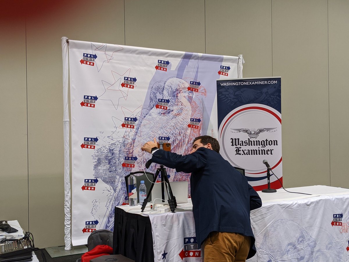 WashExam_Press's tweet photo. @SirajAHashmi getting ready for the #hashinitout pod at @Politicon. https://t.co/xHMqM9Papb