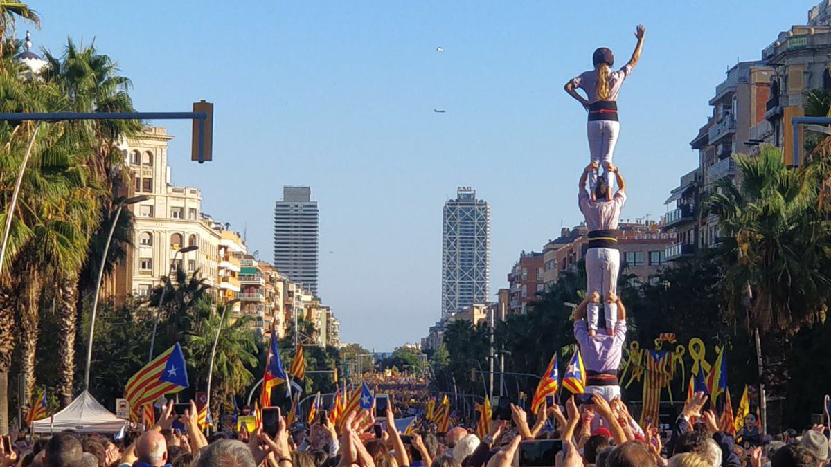 Minyons's tweet photo. Aquesta tarda hem alçat diversos Pilars de 4 a la manifestació de rebuig a la #SentènciaProcés i reclamant la #LlibertatPresosPoliticsiexiliats!

#castellers #terrassa #SomLaColla #Llibertat #castelleres #llibertatpresespolítiquesiexiliades #TsunamicDemocratic https://t.co/eRnSDZOC8y
