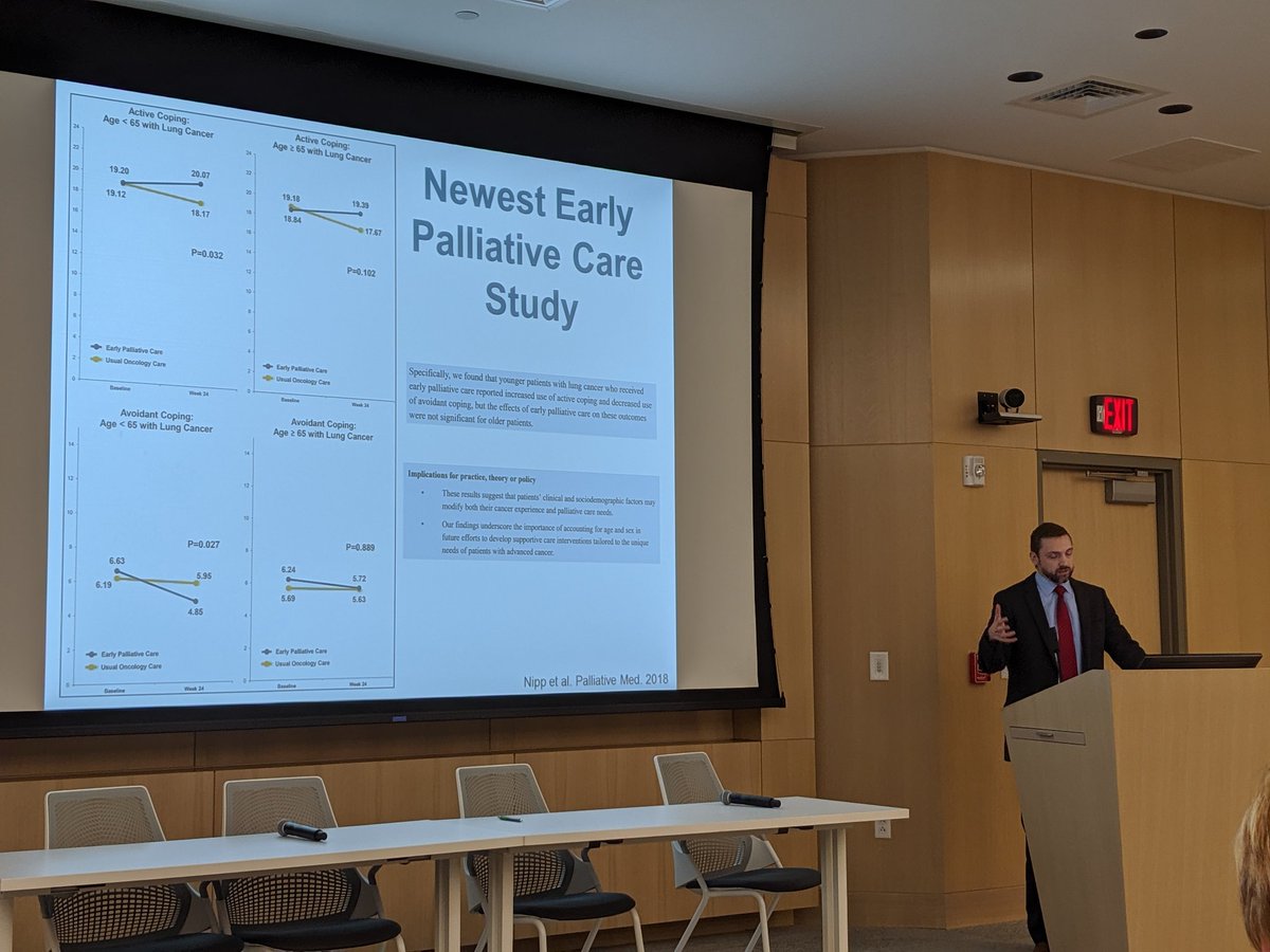KMcConnell30's tweet photo. @RyanNipp Early palliative care more effect in younger vs. older patients. Why? Perhaps due to impact on coping? How do we tailor palliative care for older adults? #CASH19 https://t.co/oNsov04BX5