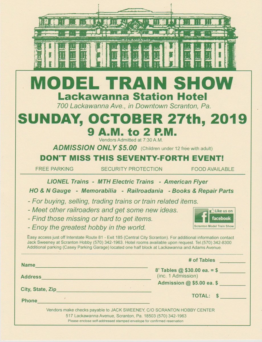Scranton Model Train Show. Sunday October 27th. Downtown Scranton, Pa. 9am to 2pm. #NEPA #STEAMTOWN # TRAINSHOW