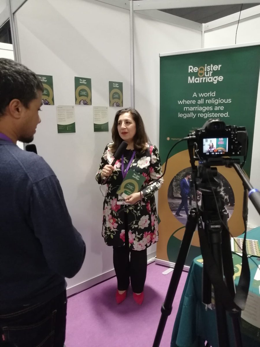 RegOurMarriage's tweet photo. Aina Khan OBE being interviewed at #MLE2019. Stay tuned for the video and learn more about our vision to see a world where all religious marriages are legally registered!
#PositivelyMuslim @MySalahMat https://t.co/gPo8tFMAZ8