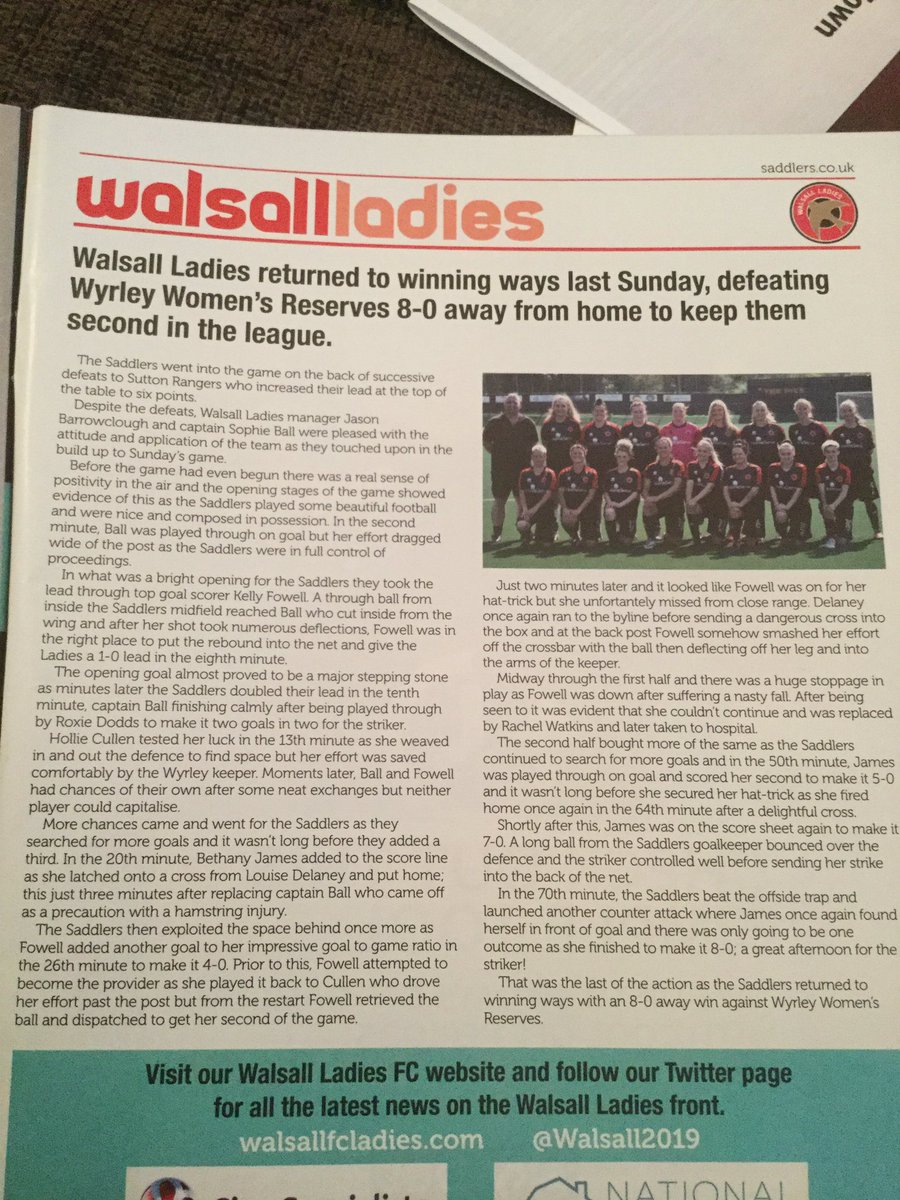 Jinty50's tweet photo. @Walsall2019 Good write up in the match day programme today 👍 https://t.co/f3XAGjXiKO
