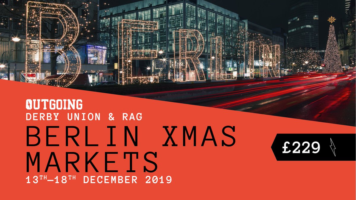 Need a well earned break? 
<a href="/derbyunionrag/">Derby Raise & Give</a> are hosting their trip to Berlin, visiting the excellent christmas markets on offer 🎄You don't have long to get your deposit in and secure your place!

Deposit Deadline: 01/11/2019
Price: £229 (Deposit £75)

facebook.com/events/5400257…