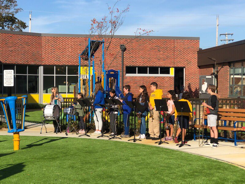 The #SLHBand had a great time playing at the Ribbon Cutting Ceremony today. It was so great celebrating all the new changes to the school!! <a href="/SLHeights/">Spring Lake Heights</a> #yayband #rockingthebassdrum