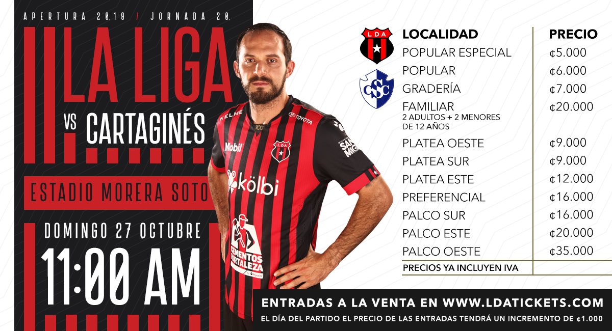 🚨🎟 El líder del torneo recibe, <a href="/ldacr/">Alajuelense</a>, recibe al <a href="/Cartagines/">C.S. Cartaginés</a>. Los manudos prometieron no bajar los brazos y llegar más fuerte a fases finales. 

¿Quieren ir al 🏟 a ver el juego?  Estaré regalando dos entradas dobles entre los que den RT, Follow, y digan quién anotará mañana.