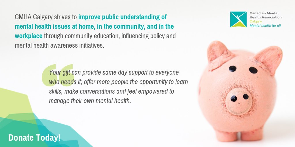 #DYK Your gift can provide same-day support to everyone who needs it? There is no such thing as “too small” or “too large” of a donation – consider donating to CMHA Calgary today! secure.cmha.calgary.ab.ca/donate