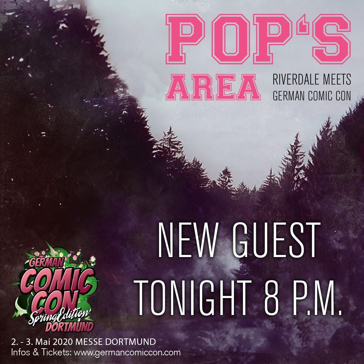 #POPsArea: <a href="/CW_Riverdale/">Riverdale</a> meets <a href="/GermanComicCon/">German Film Comic Con</a> Dortmund #SpringEdition am 2.-3. Mai 2020, Westfalenhalle Dortmund 
Tickets: germancomiccon.com/dortmund-spring meet your Riverdale cast 💕 germancomiccon.com/pops-area/