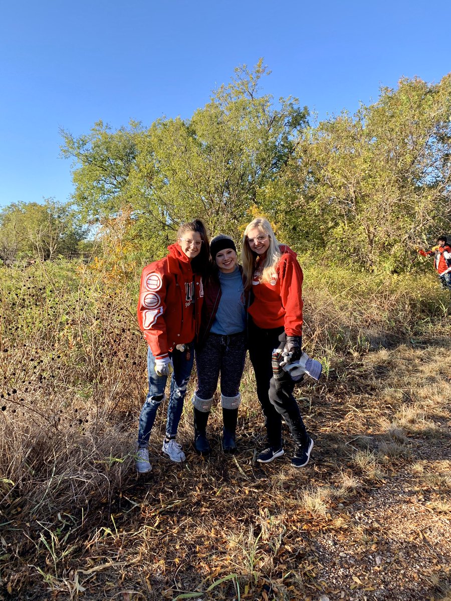 Student council members who participated in Together We Make A Difference! The chilly morning consisted of cleaning up and grooming the Wichita Valley Rail Trail! Big thank you to everyone who participated and sponsored this project!