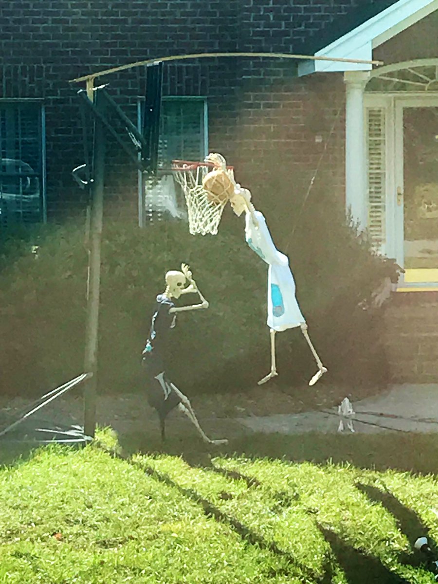 this tar heel skeleton posterizing a duke skeleton is now my favorite halloween display ever