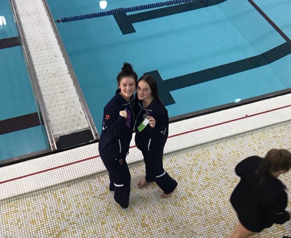 Congratulations to our divers on a great meet! Sophia Recuparo placing 6th, Macy Moore placing 7th, Makenna Dudley placing 10th, and Aija McIntyre placing 13th. Great job girls!!💙