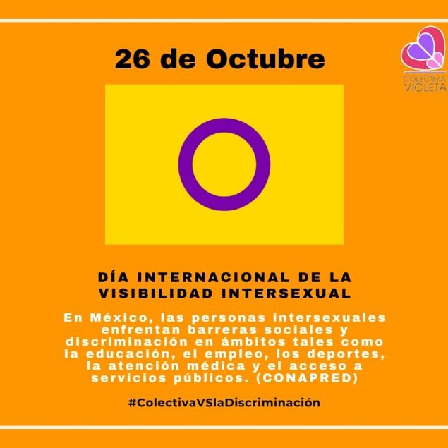 Conapred On Twitter 📆 26 De Octubre Día De La Visibilidad Intersex 💛💜💛 Conmemoramos Este Día