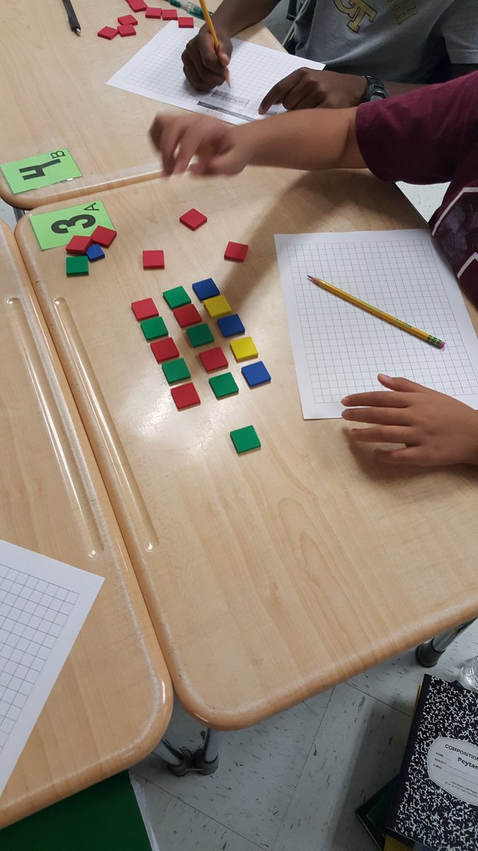 Apex_Math's tweet image. Using color tiles to identify prime and composite numbers and representing on graph paper #iteachmath #mtbos #ElemMathChat