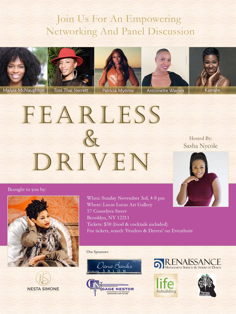 My 2nd Fearless &amp; Driven Women’s Networking Event on Sun. Nov. 3rd in BK! 
Get your tix here!
eventbrite.com/e/fearless-dri…