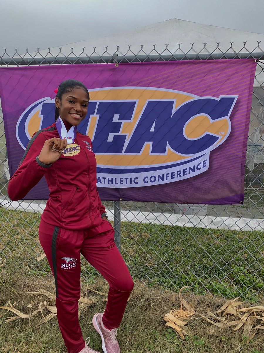 NCCUTrack_Field's tweet photo. Congratulations to Ashley Jean-Raymond for earning All-Conference Honors by finishing 7th overall at MEAC Cross Country Championships. She is the highest placed finisher ever at MEACs for NCCU. #nccuxc #nccutrackandfield #meacxc #respectthemeac https://t.co/N1Ff2dft47