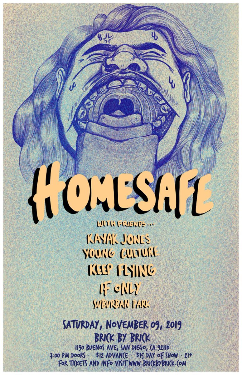 Two weeks 'til <a href="/homesafeIL/">Homesafe</a> <a href="/KayakJonesIA/">Kayak Jones</a> <a href="/YoungCultureNY/">YOUNG CULTURE</a> <a href="/KeepFlyingBand/">Keep Flying</a> @ifonlyca and <a href="/SuburbanParkSD/">Suburban Park</a>—get tix at bit.ly/2lPsG3k <a href="/equalvision/">Equal Vision Records</a> <a href="/smartpunk/">Smartpunk</a> <a href="/sandiegopunk/">San Diego Punk</a> <a href="/SD_PunkShows/">San Diego Punk Shows</a> <a href="/SDPunk/">SanDiegoPunk.com</a> #SanDiego