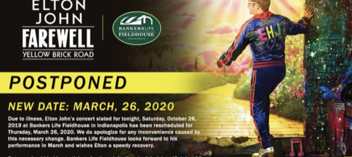 cdkramer5's tweet image. I was SOOOO excited for this concert!  Get well Rocketman!  March 26, 2020 cannot come soon enough!