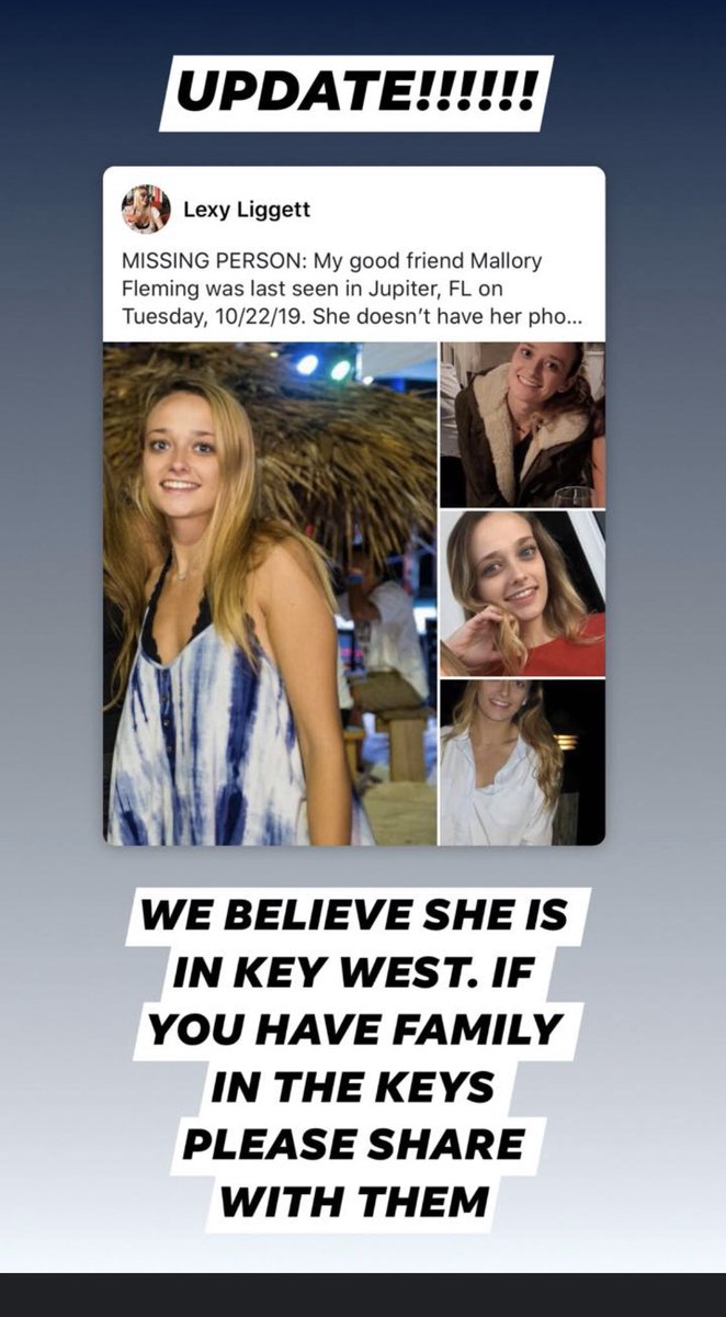Please share and pray for Mallory Fleming’s safe return!!  If you know anyone in the Keys please send this to them. @missingperson #jupiterflorida #KeyWest <a href="/Keywestofficial/">Keywest</a> #malloryfleming